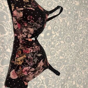 Floral Black and Pink Women's Bra